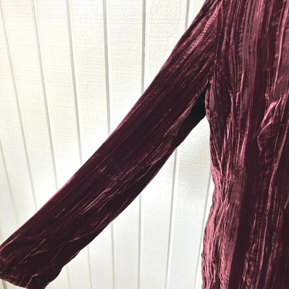 Chicos Women Long Sleeve Blazer Jacket Burgundy Holiday Fairy Goth Size Medium - Picture 2 of 8